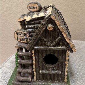 NEW…Rustic Log Cabin Birdhouse with Vacancy Sign & Welcome To Our Cabin..